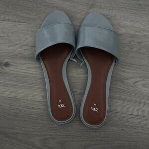 Zara Blue Leather Sandals